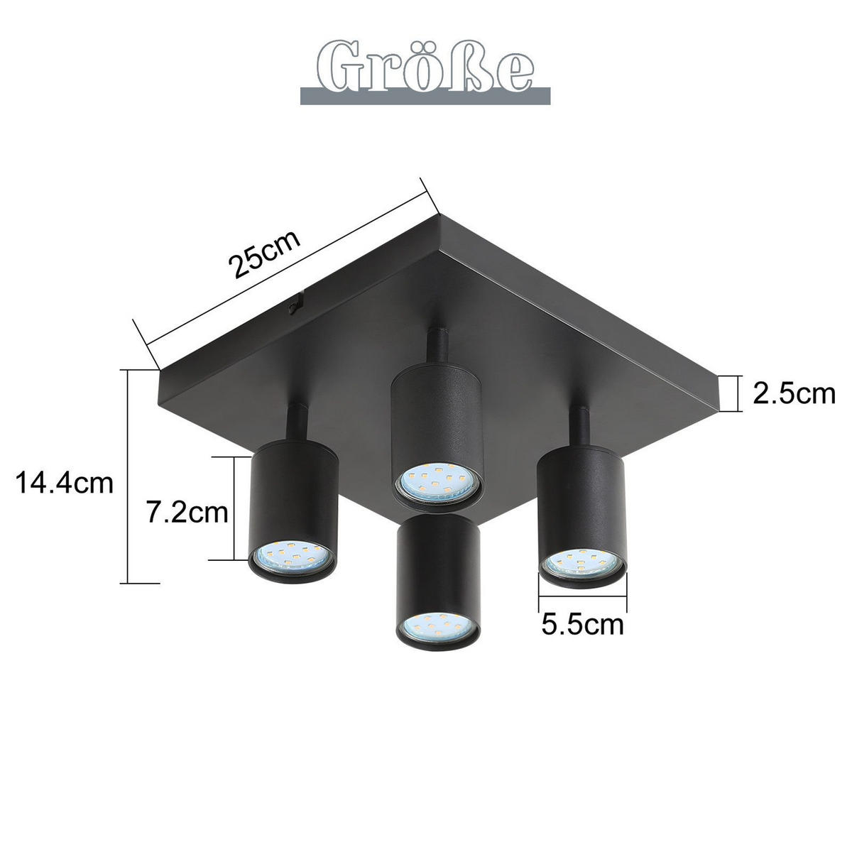 STRAHLER Baunach 4-flammig 25/25/14.4 cm - Schwarz, Metall (25/25/14.4cm) - Nettlife