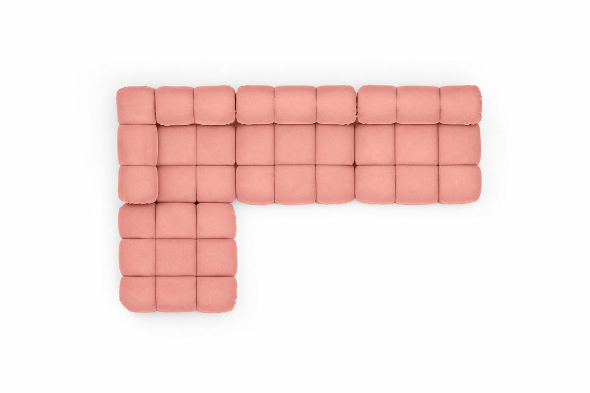 ECKSOFA L-Form Modulare, Veloursstoff Salvador, Rosa, Links, Selia - Rosa, Holz (285/160cm) - Kaiser Möbel