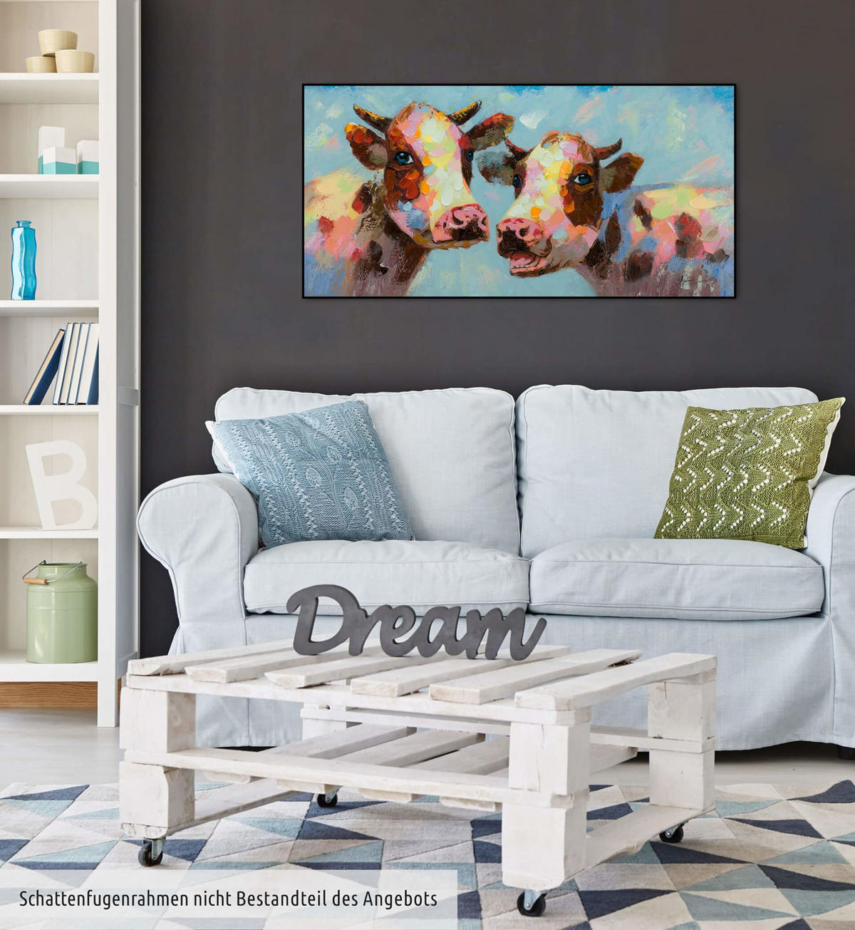 ÖLGEMÄLDE 120/60 cm - Blau/Gelb, Holz/Textil (120/60cm) - KUNSTLOFT