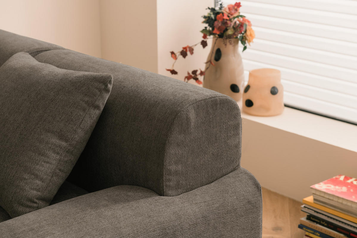 2-SITZER-SOFA Chenille Aschbraun - Braun, Textil (180/73/95cm) - MILYsofa