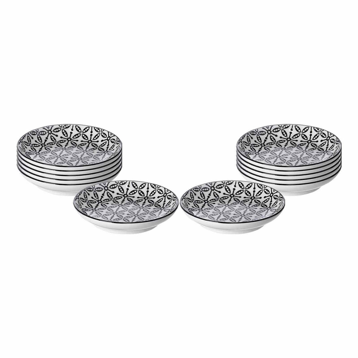 DIPSCHALEN Takeo Leaves schwarz-weiß ø 10 cm 12er Set - Schwarz/Weiß, Keramik (10cm) - Ritzenhoff Breker