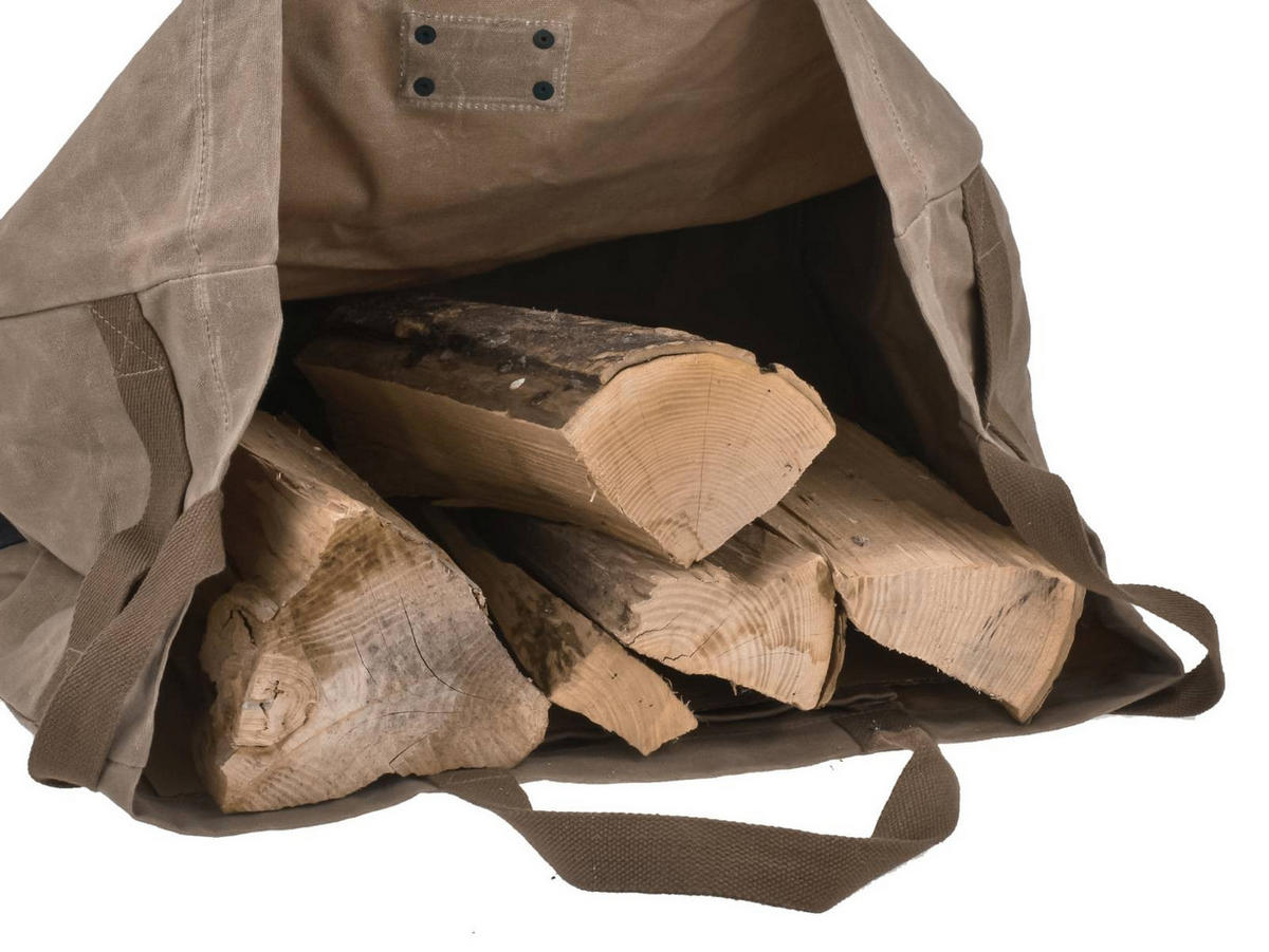 KAMINHOLZTASCHE Neelum khaki aus 12oz Canvas 20/49/39 cm - Braun, Textil (20/39/49cm) - BAREBONES