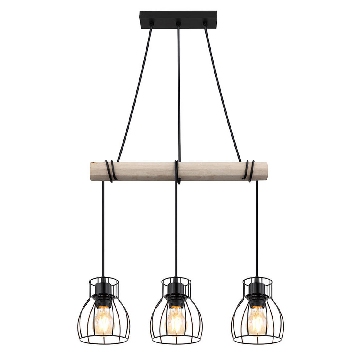 HÄNGELEUCHTE MINA Holzoptik Braun - Braun, Holz (50/14/140cm) - Globo Lighting