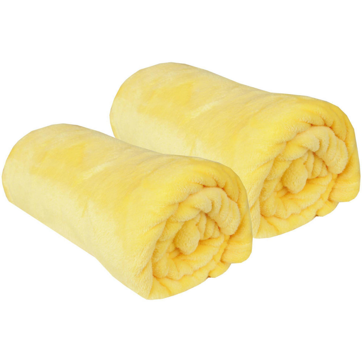 KUSCHELDECKE "Celina" 2er-Pack Gelb 90x140 cm - Hellgelb, Textil (90/140cm)