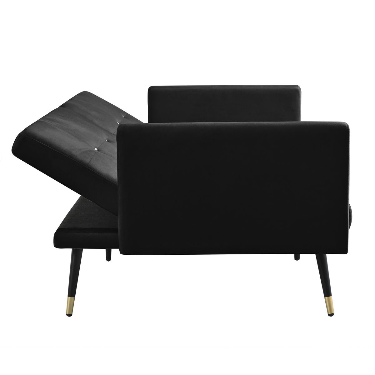 SCHLAFSOFA DE-34676 2-in-1 mit verstellbarer Lehne Schwarz - Schwarz, Metall (89/70/164cm) - ComfortXL