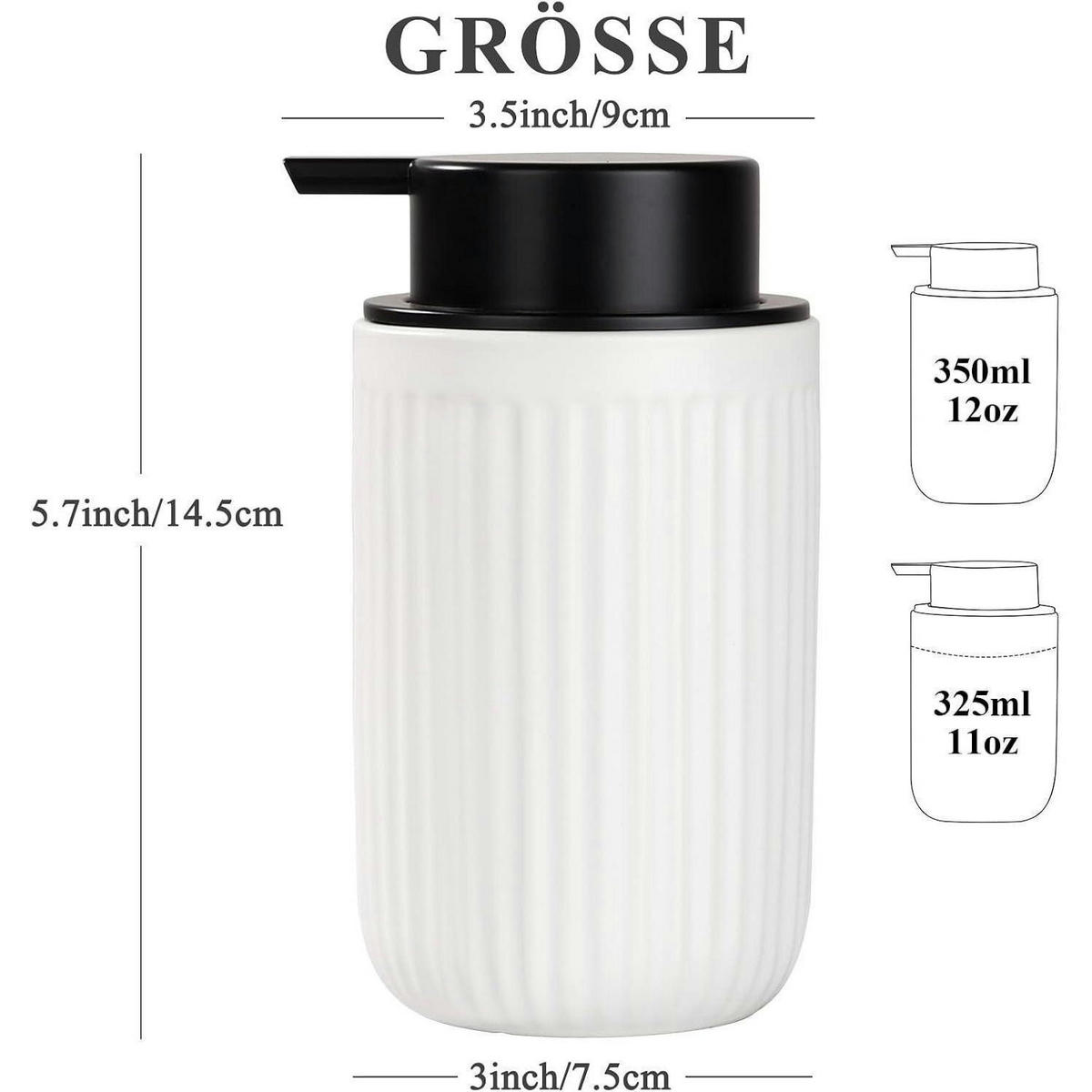 SEIFENSPENDER Keramik Weiß 350ml - Weiß, Keramik (8/14/8cm)