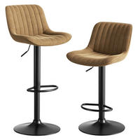 BARHOCKER höhenverstellbar 87-109 cm Braun Samt 2er-Set - Braun, Metall (46/87/47.1cm) - Meubliv