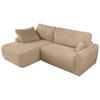 ECKSCHLAFSOFA CUBO L Beige Plüsch - links - Beige/Schwarz, Kunststoff/Textil (273/187cm) - MKS