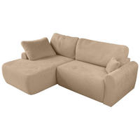 ECKSCHLAFSOFA CUBO L Beige Plüsch - links - Beige/Schwarz, Kunststoff/Textil (273/187cm) - MKS