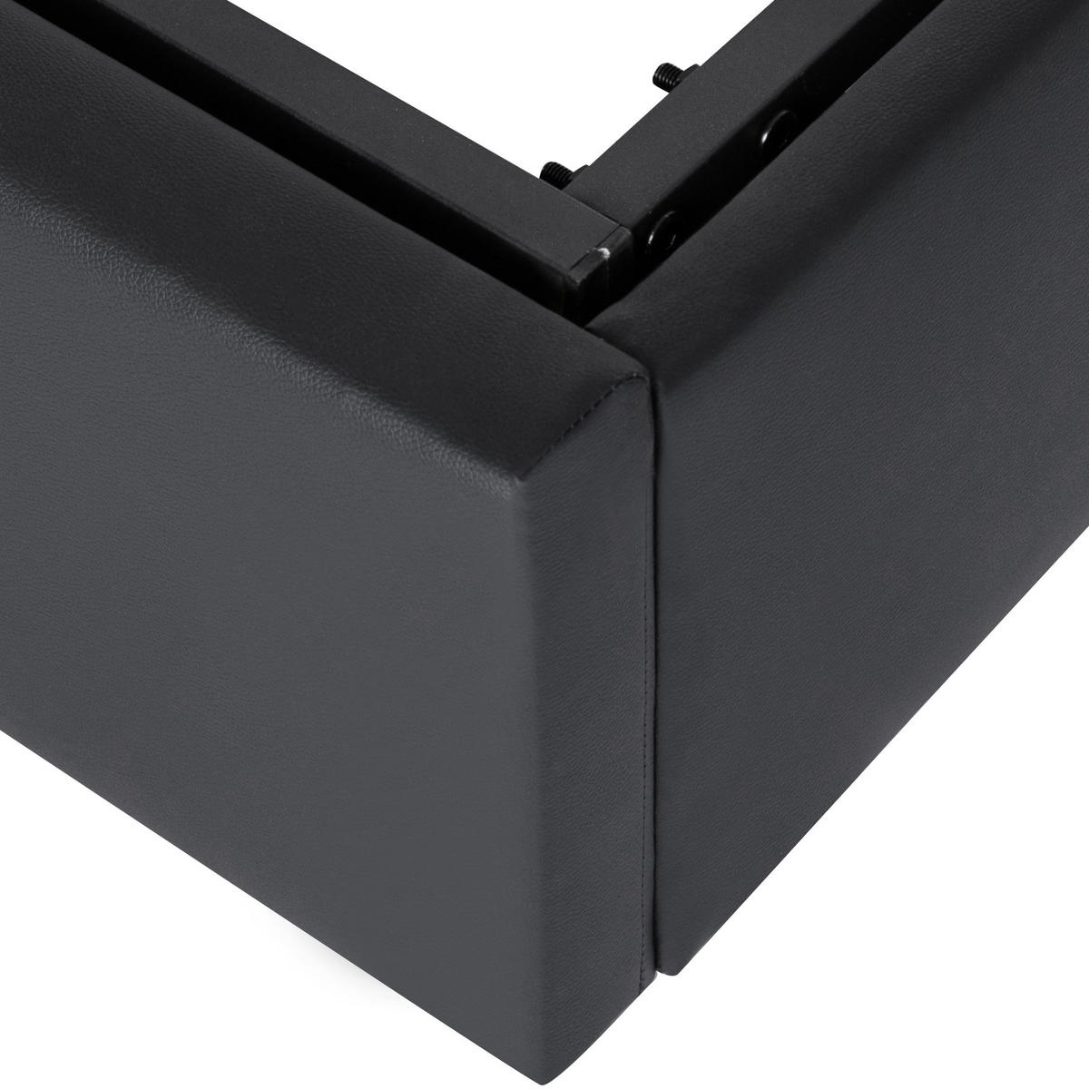 STAURRAUMBETT 140/190 cm DE-03018, mit LED-Beleuchtung und Bettkasten, in Schwarz - Schwarz, Metall (140/190cm) - ComfortXL