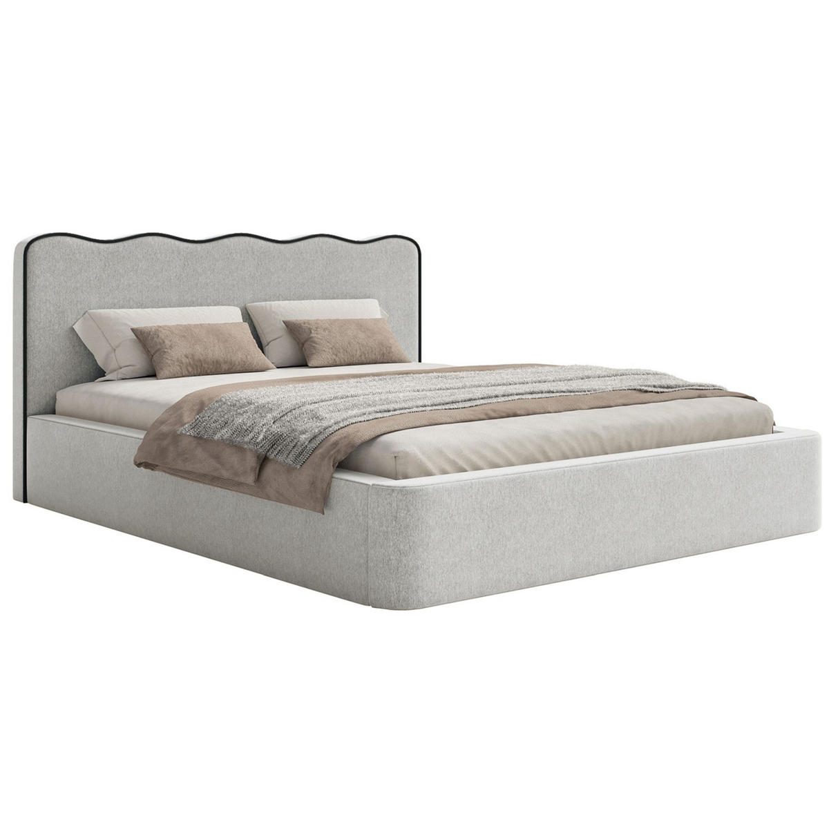 POLSTERBETT Duney Hellgrau Strukturstoff mit Bettkasten 140x200 cm - Hellgrau, Textil (140/200cm) - Selsey