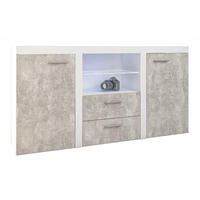 SIDEBOARD Spacoro 2F2S Weiß, Beton 156,4/82/40,3 cm – Schubladenschrank Kommode Modern - Hellgrau/Weiß, Holzwerkstoff/Kunststoff (156/82/40cm) - AX Living