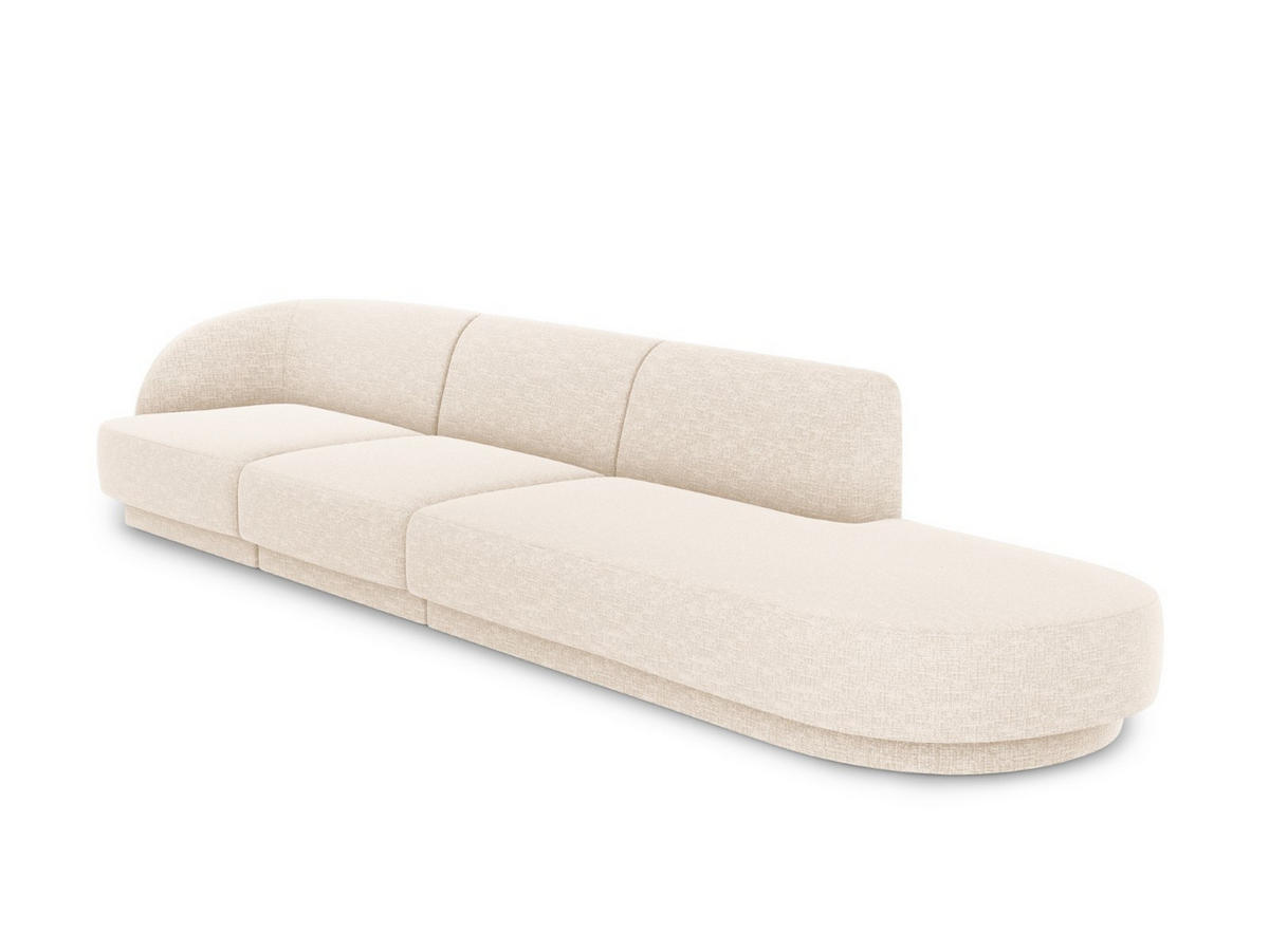 RECHTES-SOFA Miley aus Chenille-Stoff leichtes beige 4 Sitzplätze - Creme, Textil (90/70/323cm) - Micadoni