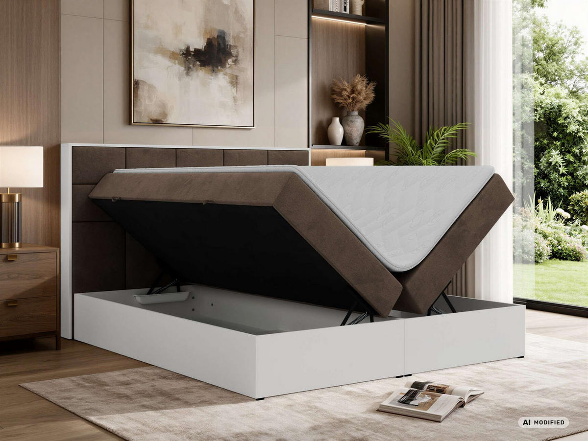 BOXBETT ALVIT 200/200 - Braun Velvet - Topper Visco - H3 - Schwarz/Braun, Kunststoff/Textil (200/200cm) - MKS