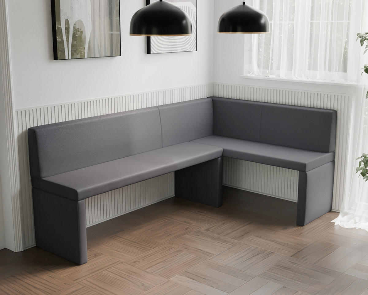 ECKBANK rechts OWEN Kunstleder, 142/196 cm Dunkelgrau - Dunkelgrau, Holz/Kunststoff (142/196cm) - Idohome
