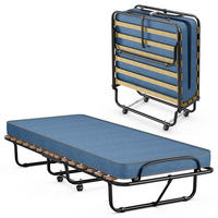 GASTEBETT Blau - Blau, Metall - COSTWAY