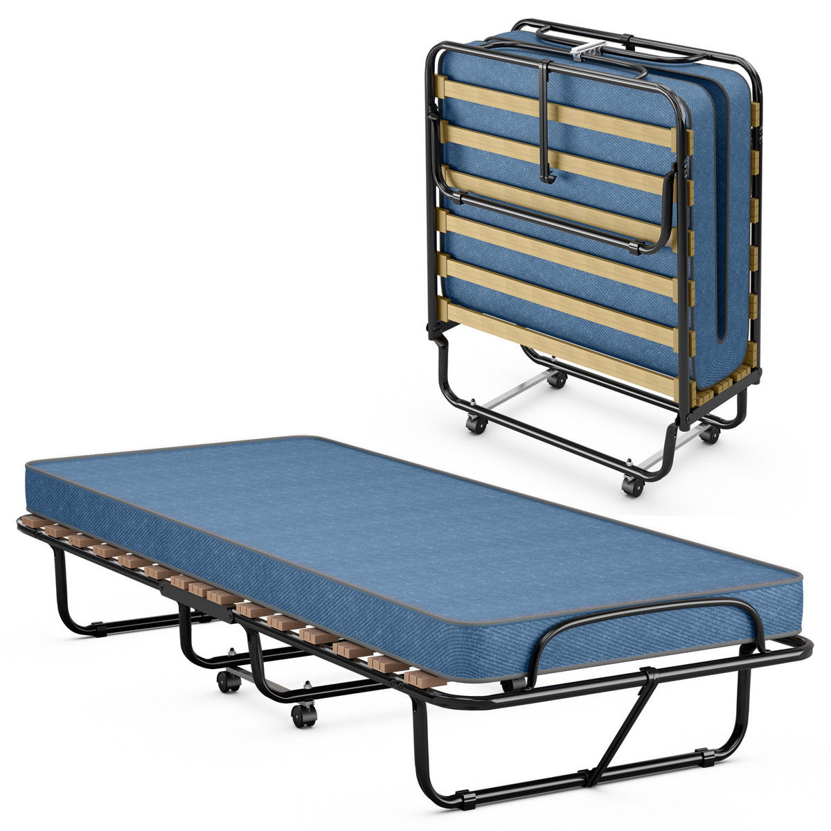 GASTEBETT Blau - Blau, Metall - COSTWAY