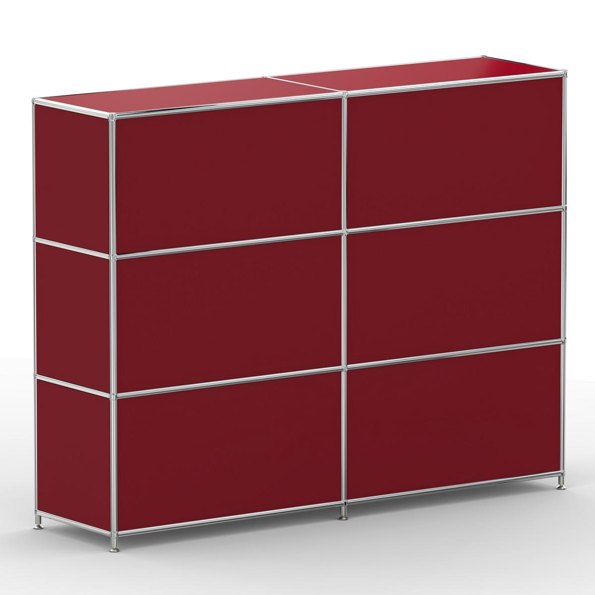 AKTENSCHRANK Büro, 6 offene Fächer, Breite 152 cm, Rubinrot - Chromfarben/Rot, Metall (40/118/152.2cm) - Versee
