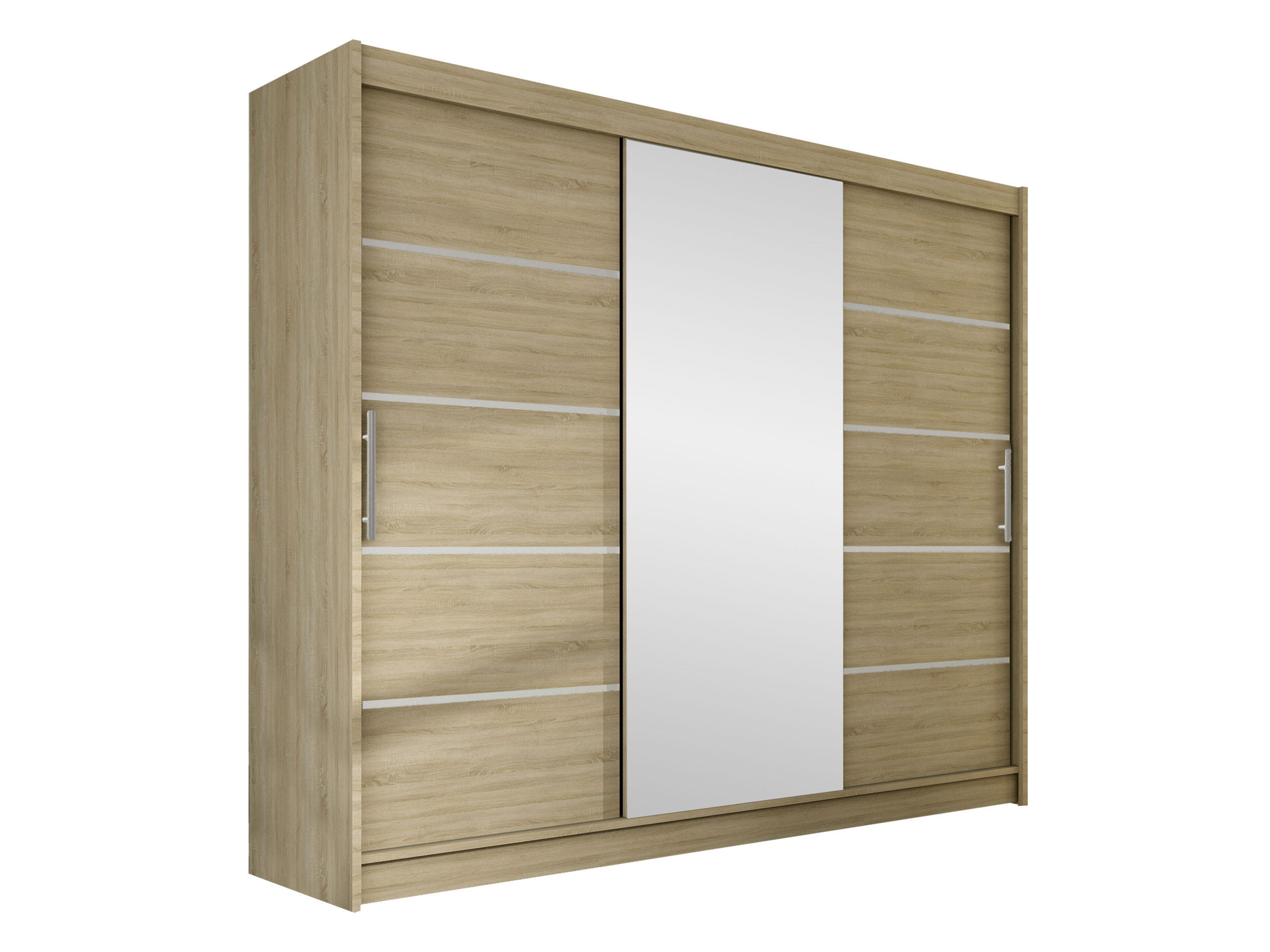 KLEIDERSCHRANK Aston VI - Silberfarben/Sonoma Eiche, Holzwerkstoff/Kunststoff (250/215/58cm) - MIRJAN24