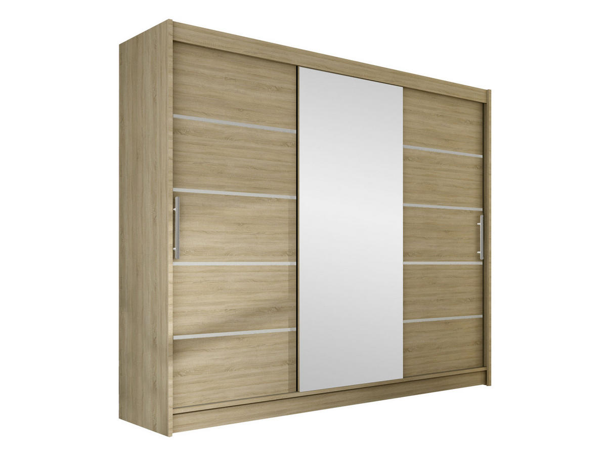 KLEIDERSCHRANK Aston VI - Silberfarben/Sonoma Eiche, Holzwerkstoff/Kunststoff (250/215/58cm) - MIRJAN24