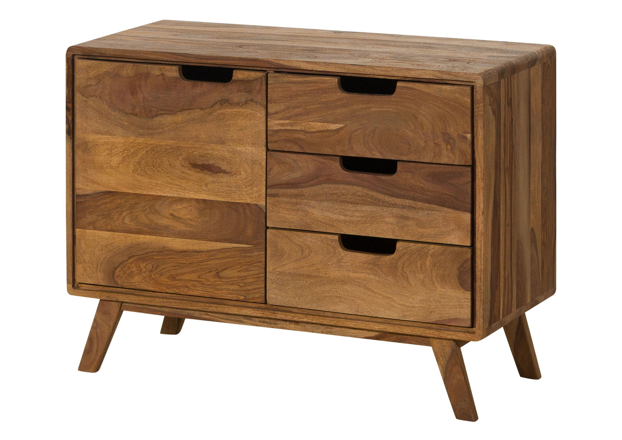 KOMMODE Sheesham 90x40x65 natur sandgestrahlt lackiert MALMÖ 2 #204 - Braun, Holz (90/65/40cm) - Massivmoebel24
