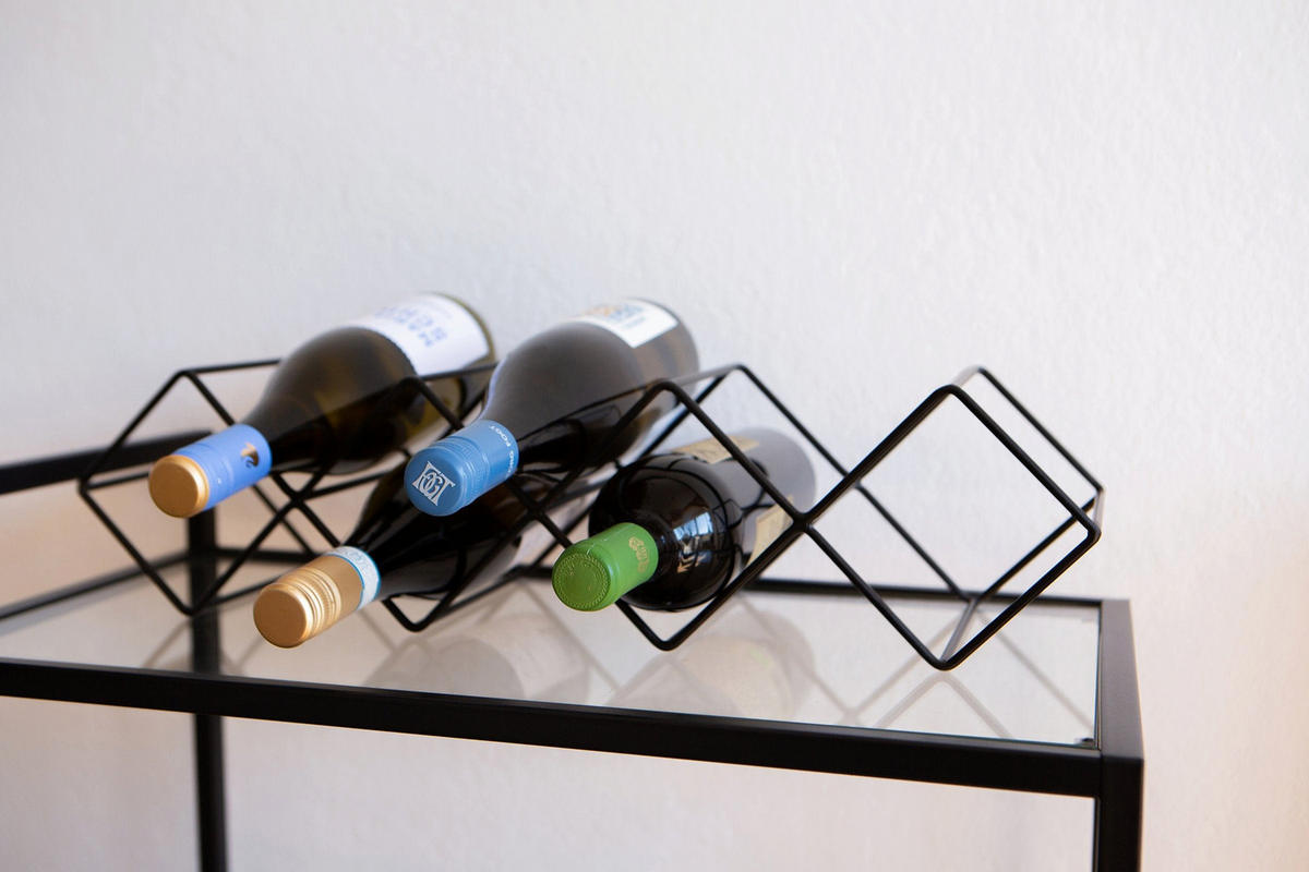 WEINREGAL Kaya aus Eisen in Schwarz 54/13 cm - Schwarz, Metall (14.5/13/54cm) - LaLe Living