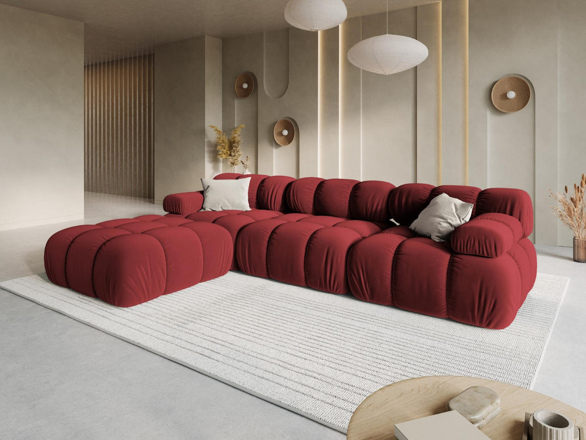 MODULARES-SOFA Bellis aus Samt dunkelrot 4 Sitzplätze - Dunkelrot, Textil (188/63/282cm) - Micadoni