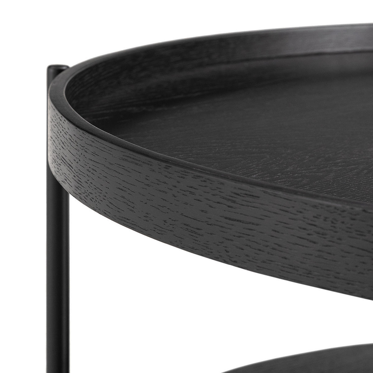 COUCHTISCH - Echtholzfurnier / Metall - Eichefarben/Schwarz, Holzwerkstoff/Metall (82/82/40cm) - home24