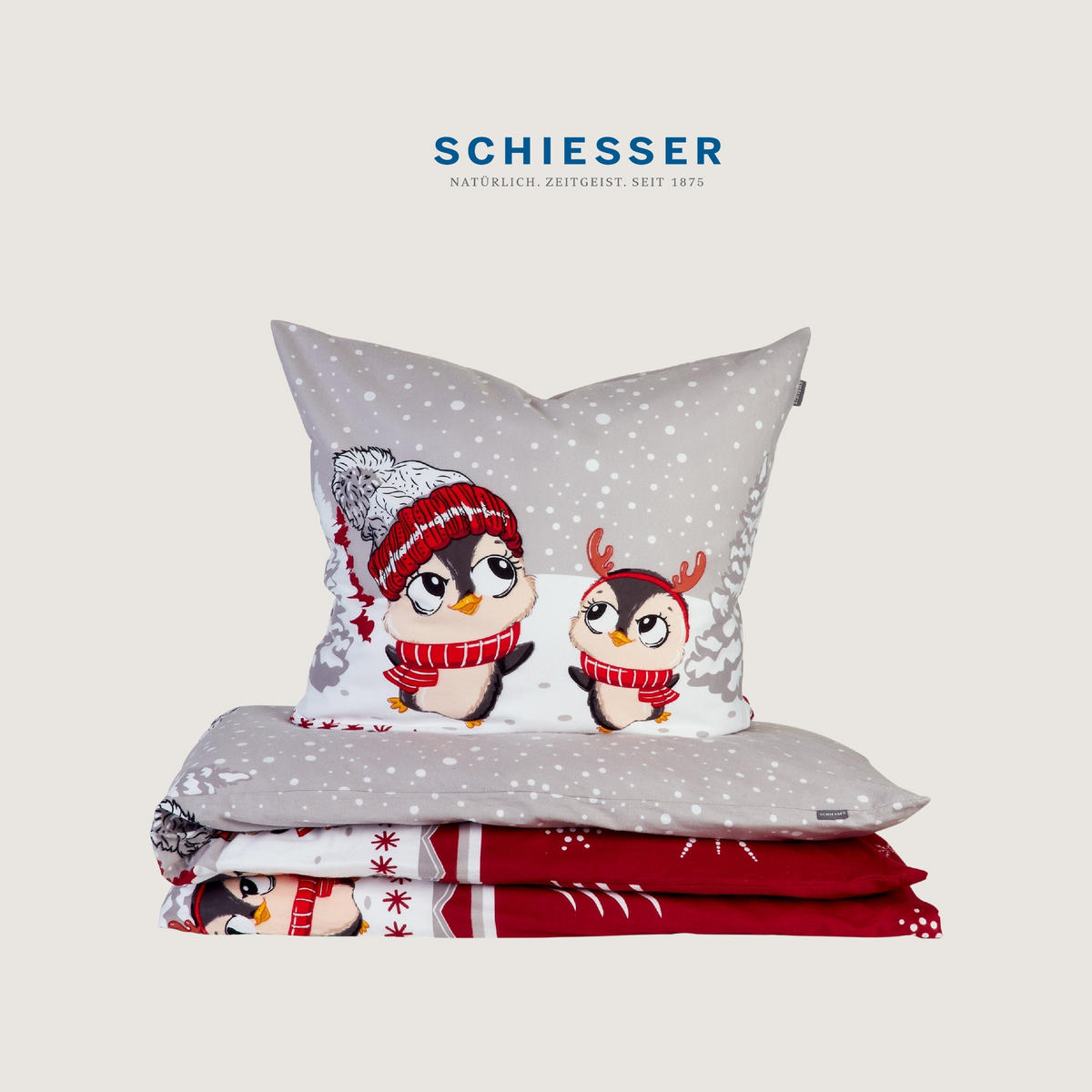 BETTWÄSCHESET Antoni - Feinbiber - 2-teilig - 155 x 220 cm - Grau - Grau, Textil (155/220cm) - SCHIESSER