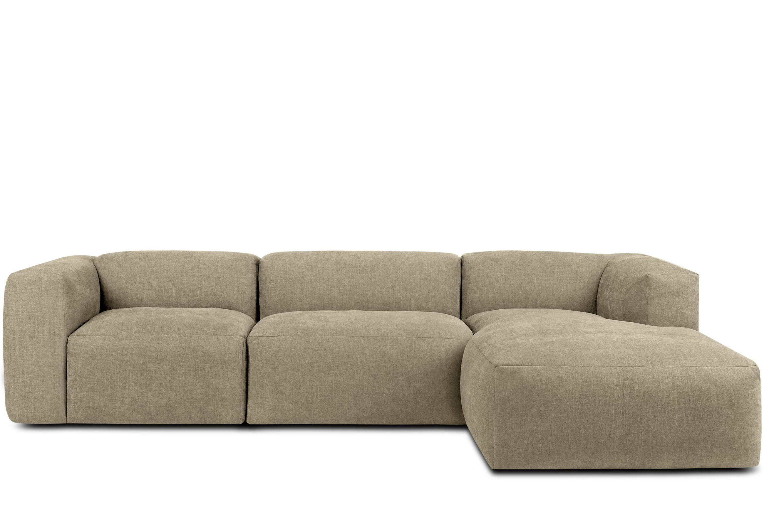 ECKMODULSOFA-RECHTS BUFFO mit extrem weicher und bequemer Sitzfläche, Gewebestoff, sandfarben - Sandfarben, Textil (297/180cm) - KONSIMO®