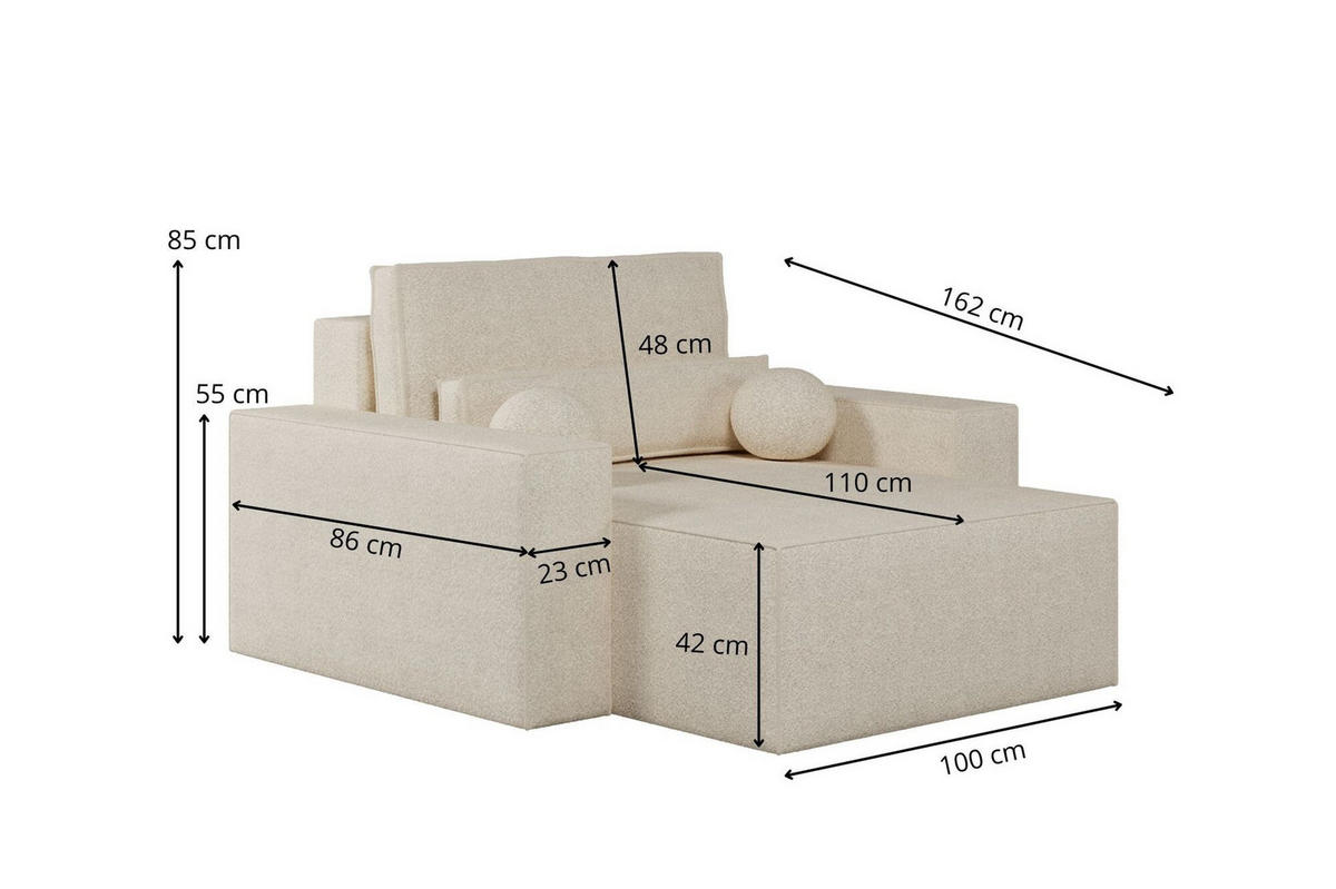 XXL-SESSEL Denver - Hellgrau - Hellgrau, Holzwerkstoff (100/85/162cm) - Möblo