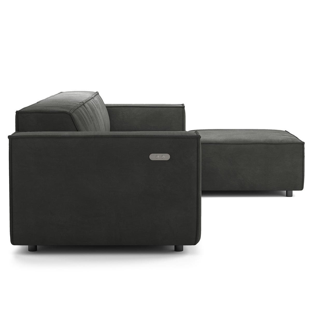 ECKSOFA mit Longchair - Schwarz/Grau, Kunststoff/Textil (294/177cm) - home24