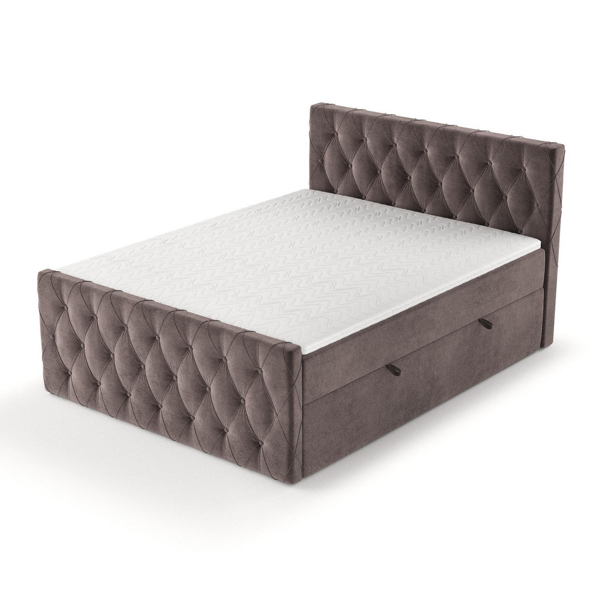 BOXBETT Signature Braun 180/200 cm im Samtstoff - Schwarz/Braun, Holz/Holzwerkstoff (180/200cm) - Maison de Reve