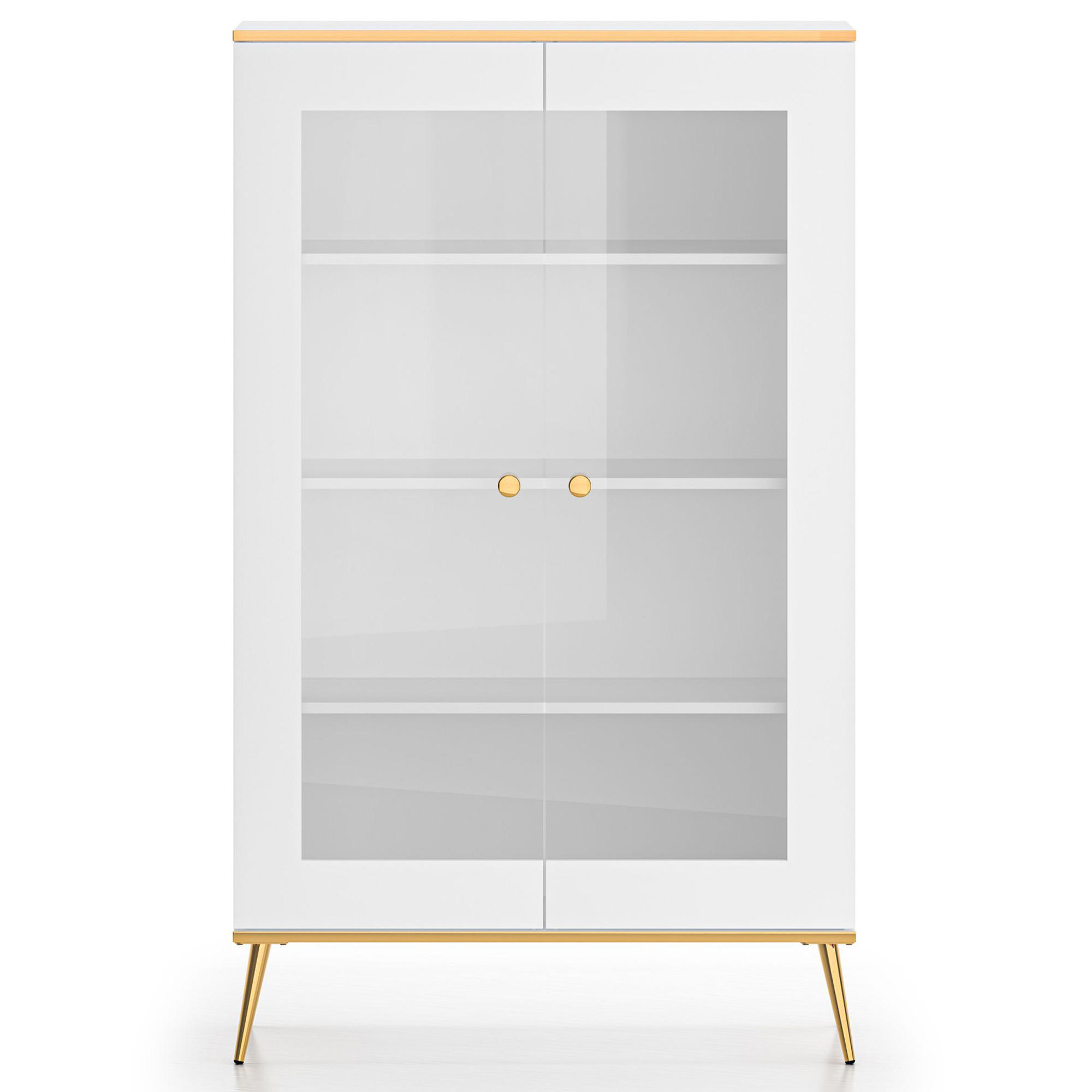 GLASVITRINE VELTI,Weiß - Weiß, Glas/Holzwerkstoff (92/152/40cm) - KONSIMO®