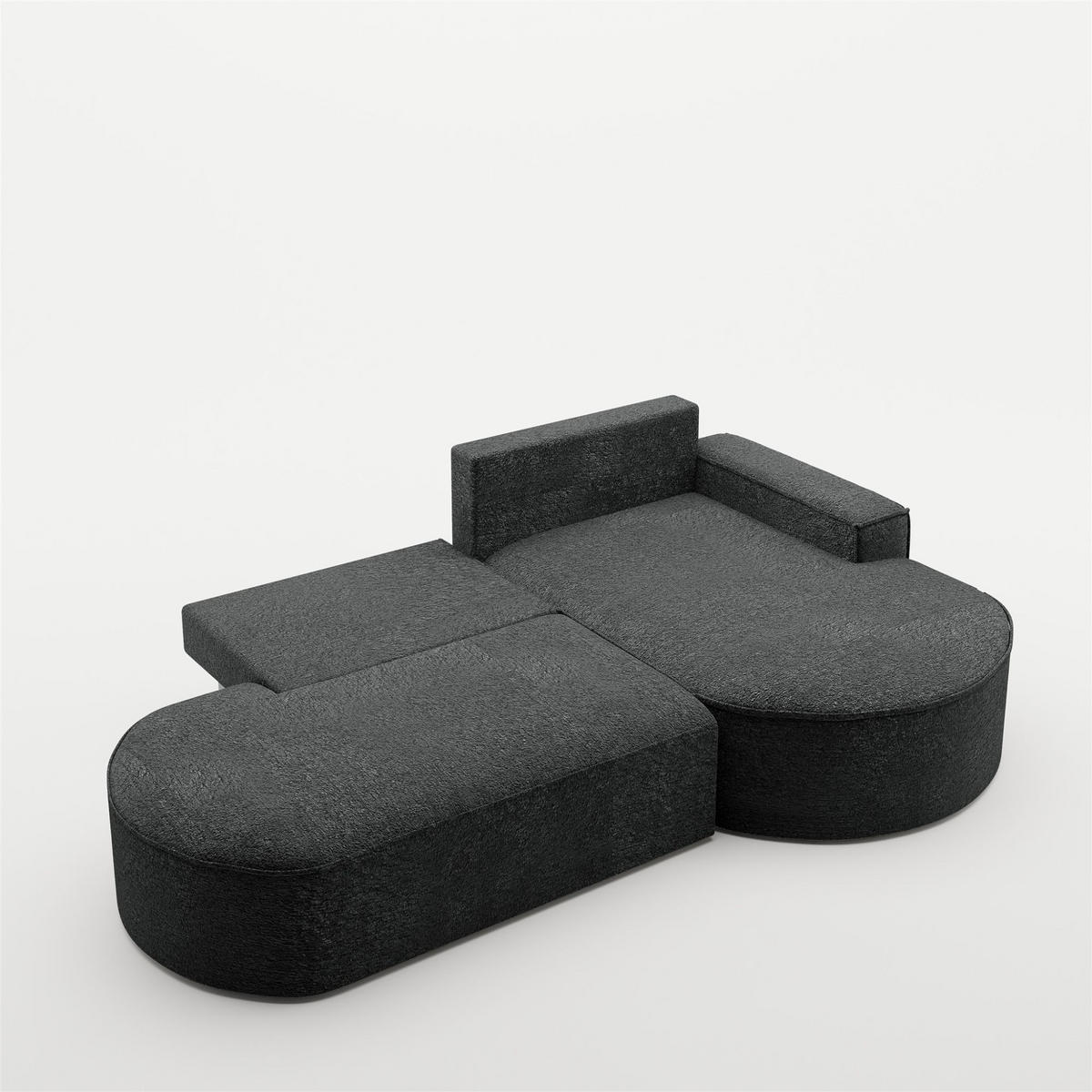 ECKSOFA Venedig Mit Schlaffunktion - Schwarz, Holzwerkstoff/Textil (278/179cm) - Fun Möbel
