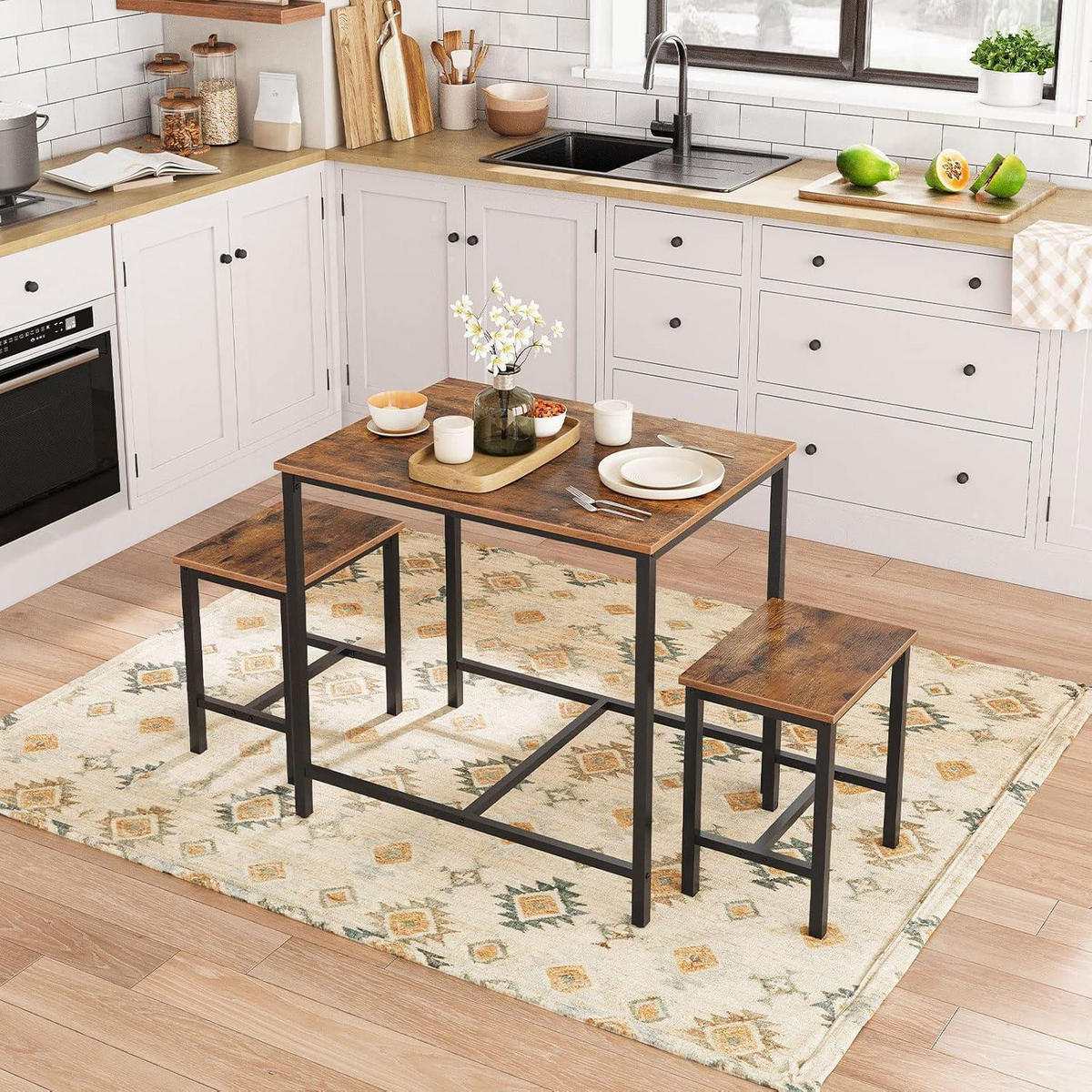 BARTISCH-SET mit 2 Hockern Vintagebraun 80 x 60 cm - Braun, Holzwerkstoff (60/75/80cm)