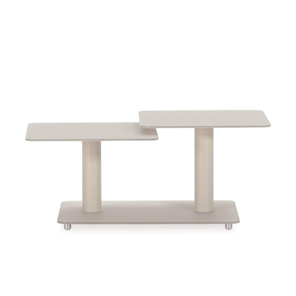 COUCHTISCH mit quadratischen Glasplatten 54/42,8/114,6 cm - Beige, Glas (66.5/54/42.8cm) - Calicosy