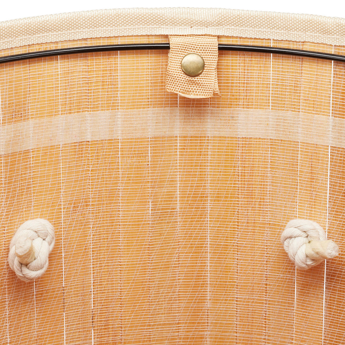 TVÄTTKORG kräm bambu rund med lock hopfällbar 70 l - Cremefärgad, Trä/Textil (41/65/41cm) - Relaxdays