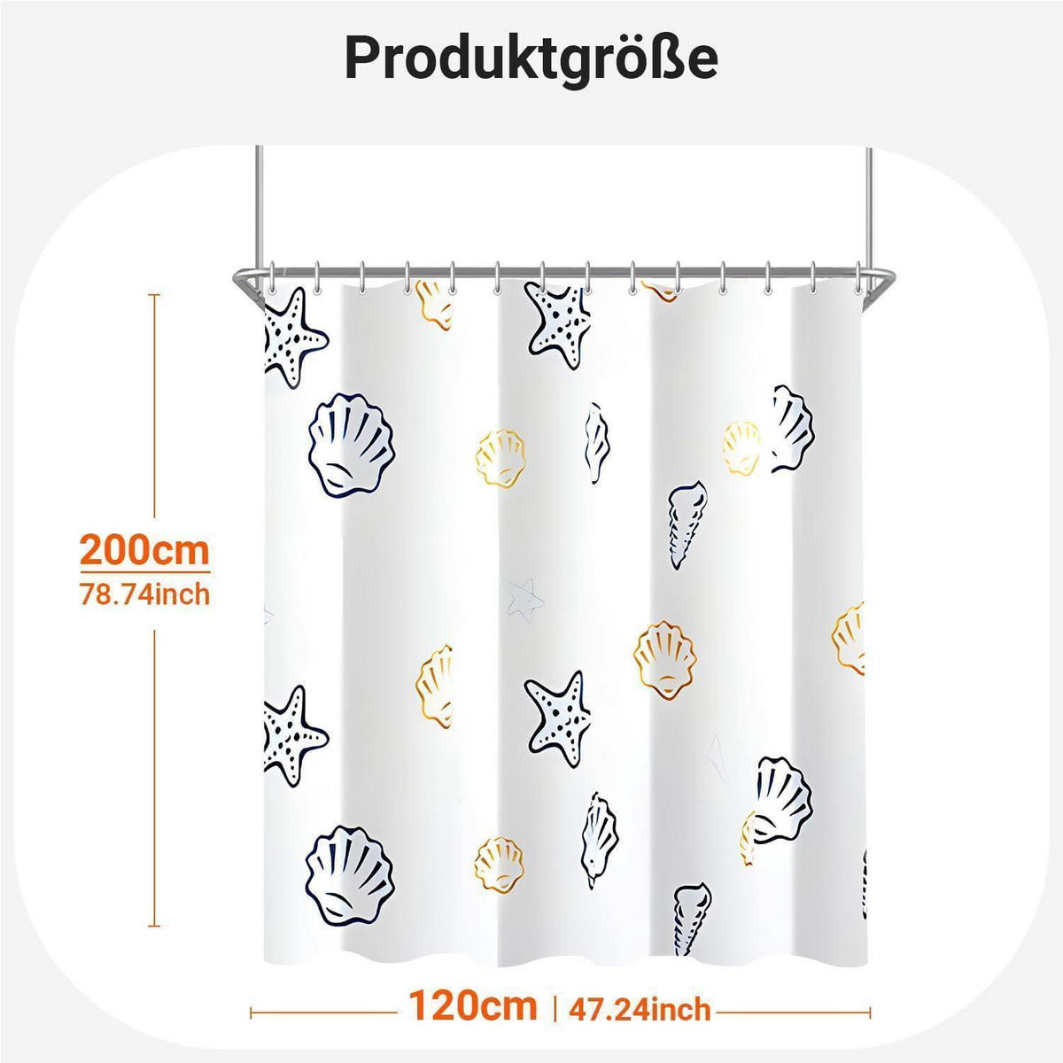 DUSCHVORHANG Klein Ozeanstern 120 x 200 cm - Multicolor, Textil (120/200cm)