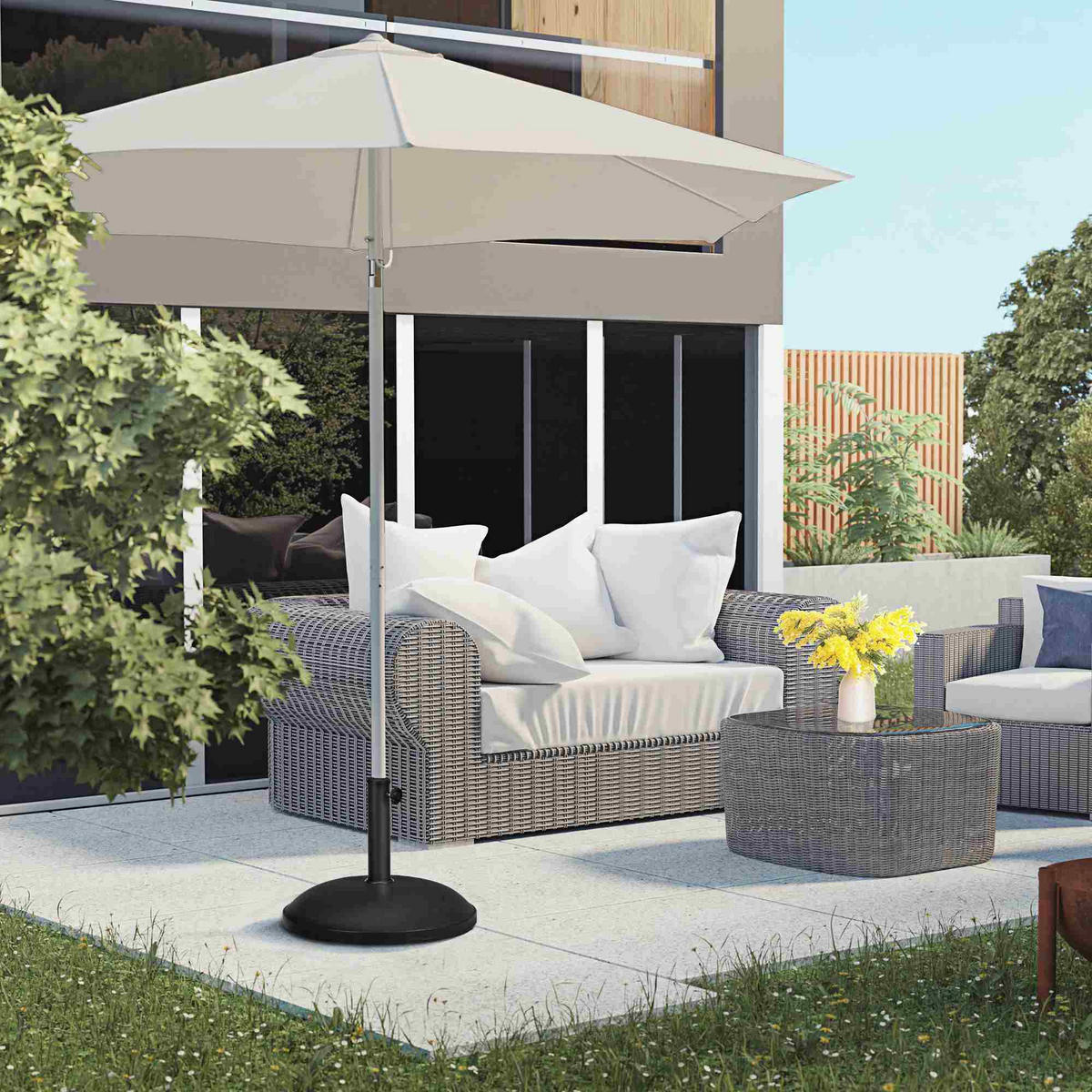 SCHIRMSTÄNDER, Sonnenschirmständer, 3 Adapter, verstellbar, Zement, 25 kg, Schwarz - Schwarz, Kunststoff (49/49cm) - Outsunny