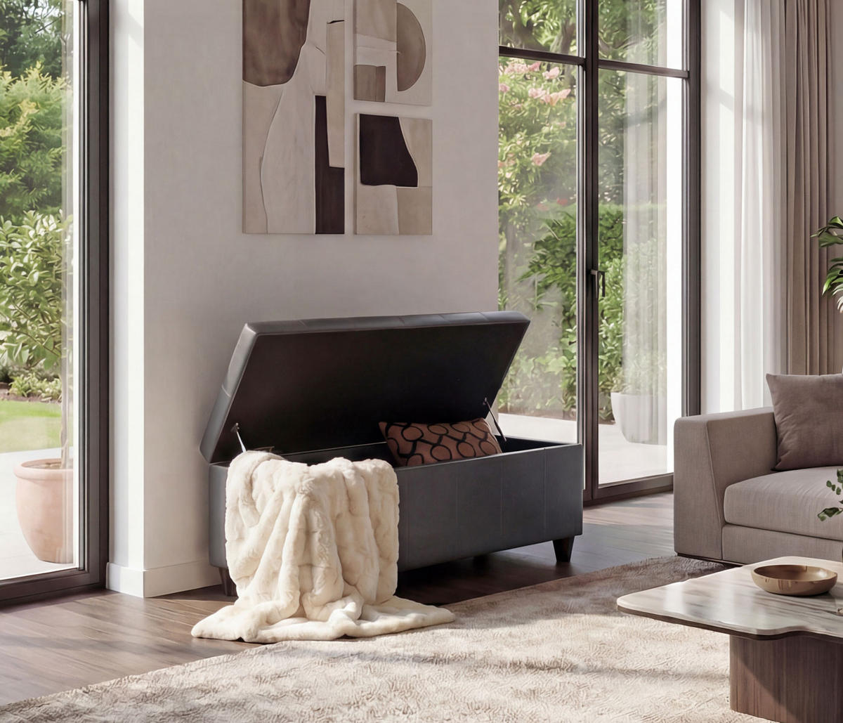 AUFBEWAHRUNGS-TRUHE Grau - Grau, Textil (114/45/45cm) - MCW