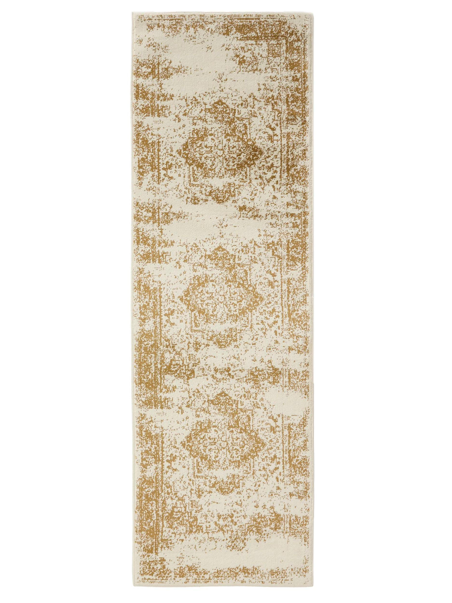 VINTAGE-LÄUFER Suki 80/240 cm - Gelb/Creme, Kunststoff (80/240cm) - benuta