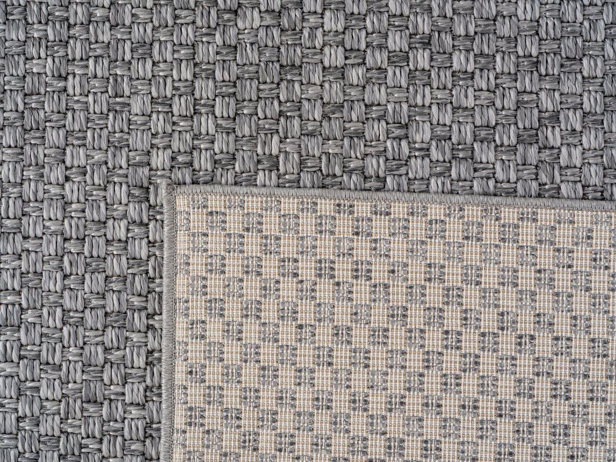 TEPPICH In-/Outdoor Flachgewebe Unifarben Polypropylen Balkon Grau Läufer 80x250 - Grau, Textil (80/250cm) - KADIMA DESIGN