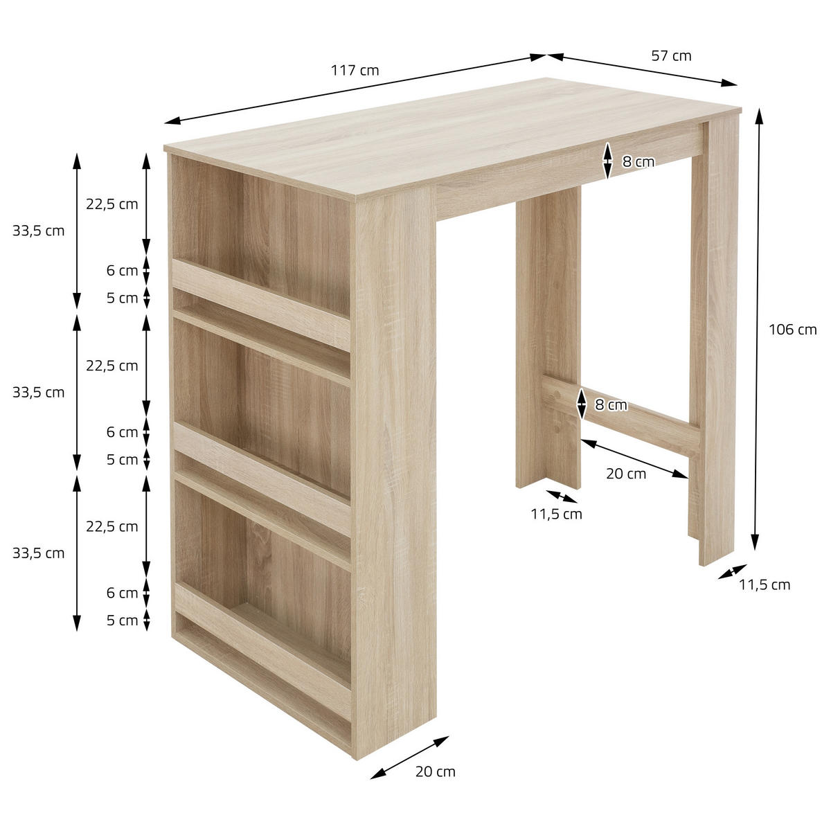 BARTISCH Regal rechteckig Braun 117/106/57 cm - Braun, Holzwerkstoff (57/106/117cm) - ML-DESIGN