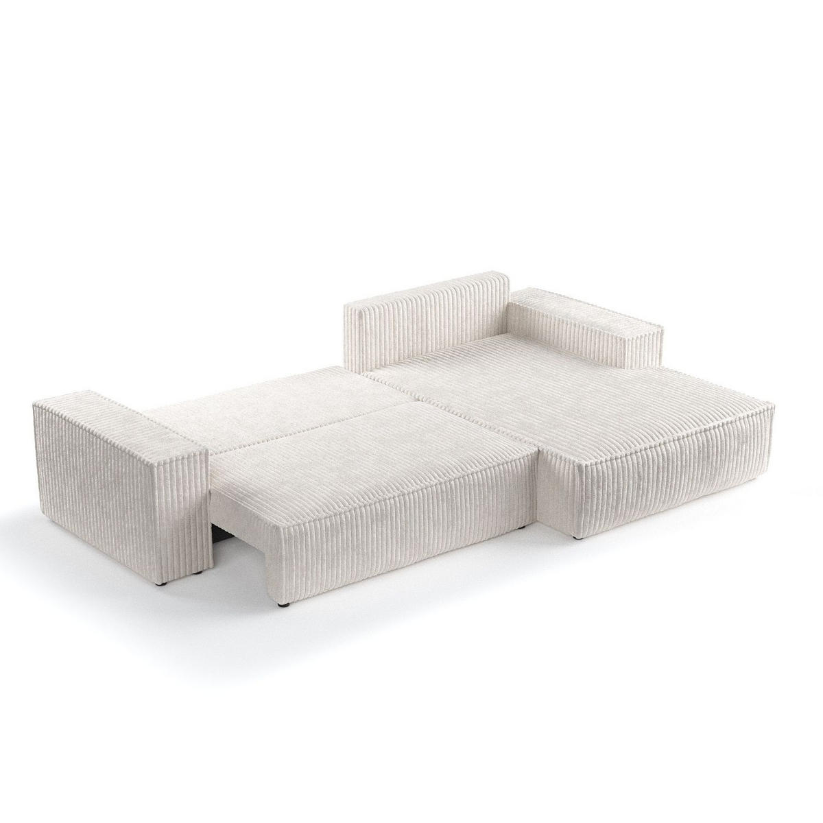 ECKSOFA Maze Creme Plüschstoff - Links Seite - Creme/Schwarz, Holz/Holzwerkstoff (185/294cm) - Maison de Reve