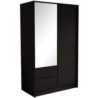 SCHRANK Schwarz NIKOLA 103 Mit Spiegel Und Verstellbaren Regalen - Transparent/Schwarz, Holzwerkstoff (102/200/51cm) - Sepro Meble