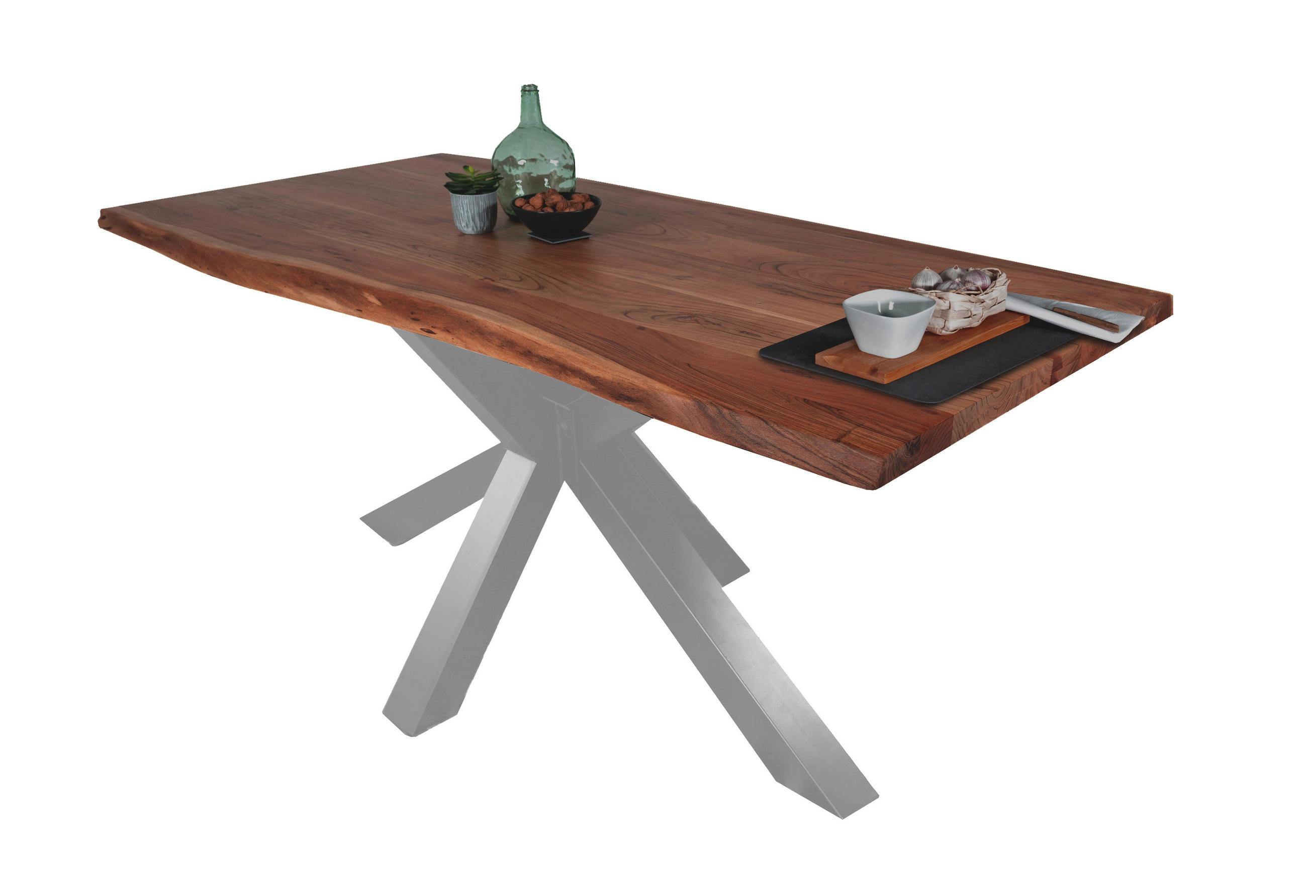 ESSTISCH TIM - Silberfarben/Braun, Holz (100/300/77cm) - SAM