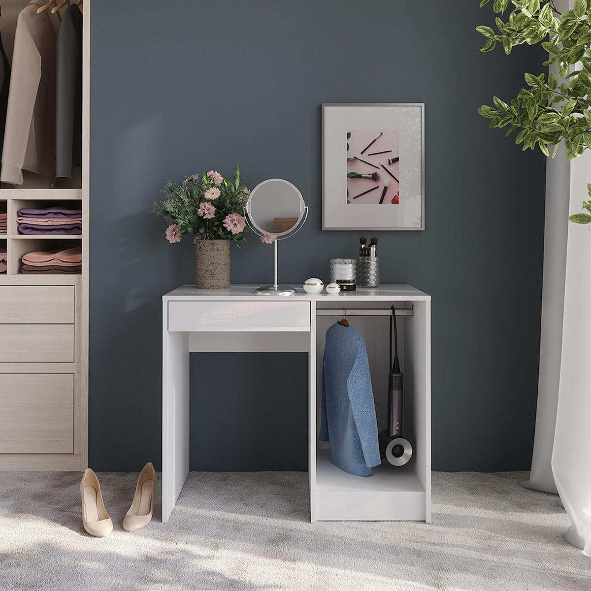 TOALETNÍ STOLEK Sherry Bílá/bílý vysoký lesk - vysoce lesklá bílá, kompozitní dřevo (89.8/76/50.1cm) - Vicco