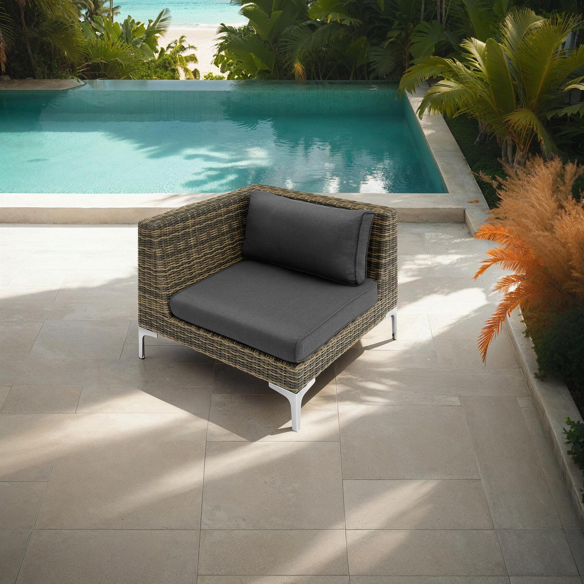 GARTEN-LOUNGE-SET Villanova,89 x 89 x 72 cm,anthrazit-meliert - Anthrazit, Kunststoff - tectake