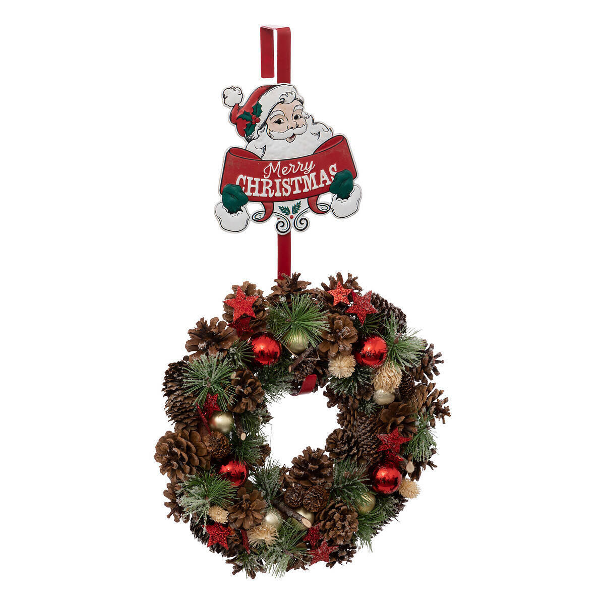 WEIHNACHTSKRANZAUFHÄNGER 38 cm - Rot, Metall (6/38.5/16.5cm) - Atmosphera Createur d´interieur